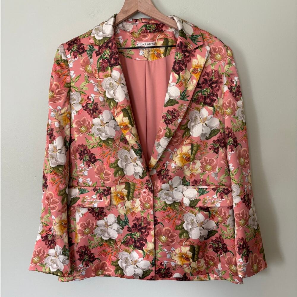 Alice + Olivia Justin Juniper Floral Blazer 12 Office Siren